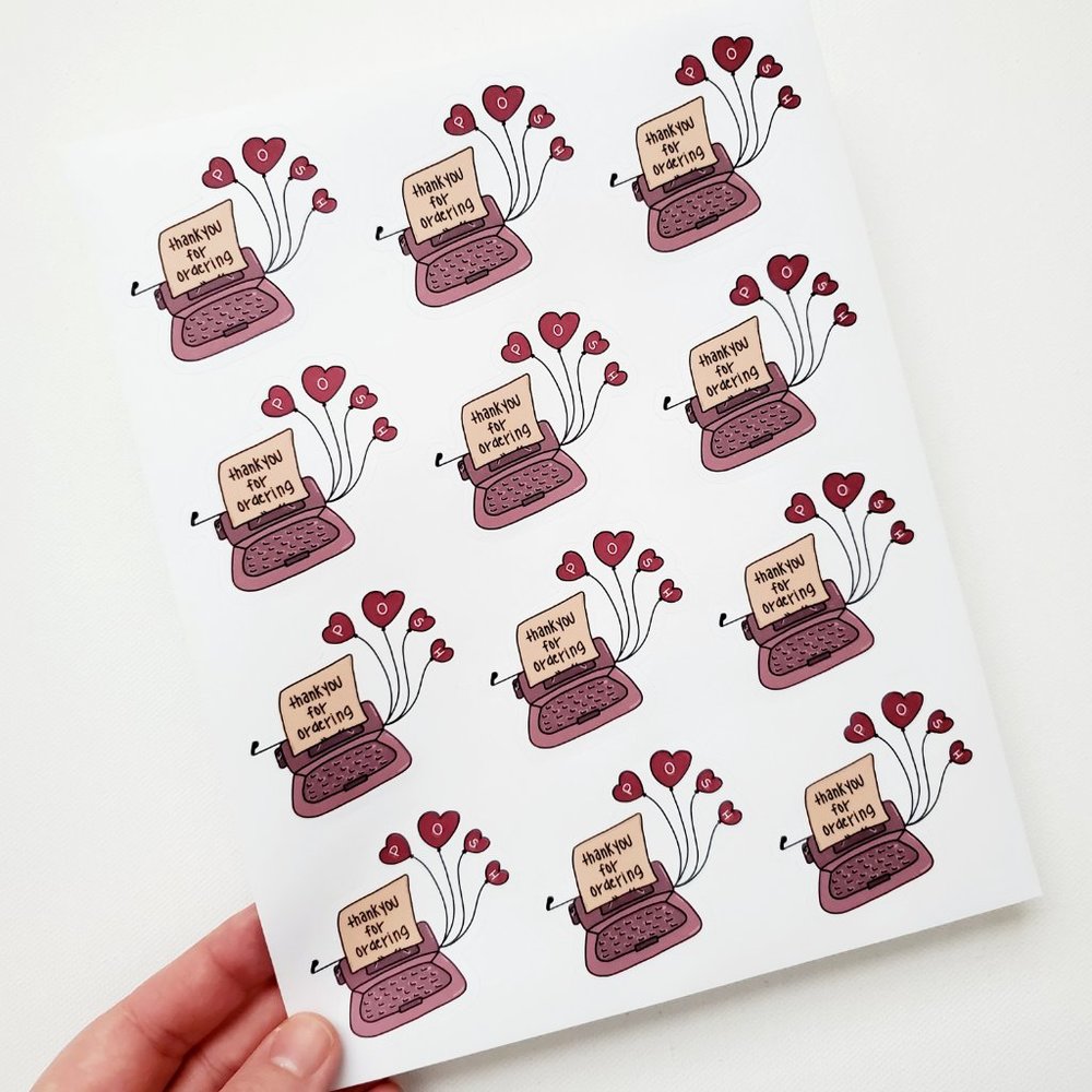 LB072 STICKERS Custom Poshmark Stickers Shipping Supplies Vintage Typewriter - Picture 4 of 7